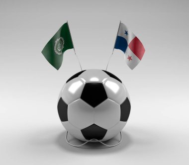 Arap Ligi - Panama Futbol Bayrakları, Beyaz Arkaplan - 3D Render
