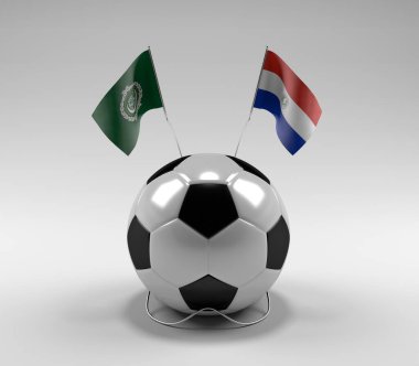 Arap Ligi - Paraguay Futbol Bayrakları, Beyaz Arkaplan - 3D Render