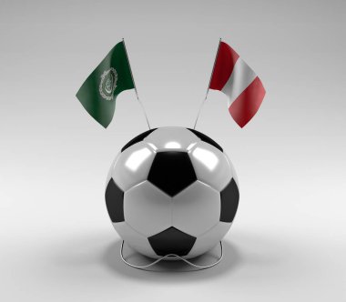 Arap Ligi - Peru Futbol Bayrakları, Beyaz Arkaplan - 3D Render