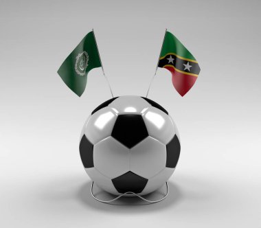 Arap Birliği - Saint-Kitts-and-Nevis Futbol Bayrakları, Beyaz Arkaplan - 3D Render