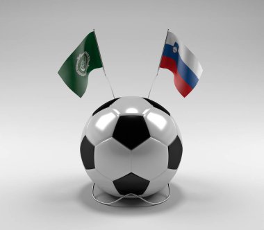 Arap Ligi - Slovenya Futbol Bayrakları, Beyaz Arkaplan - 3D Render