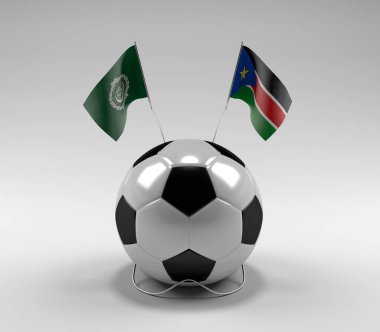Arap Birliği - Güney Sudan Futbol Bayrakları, Beyaz Arkaplan - 3D Render