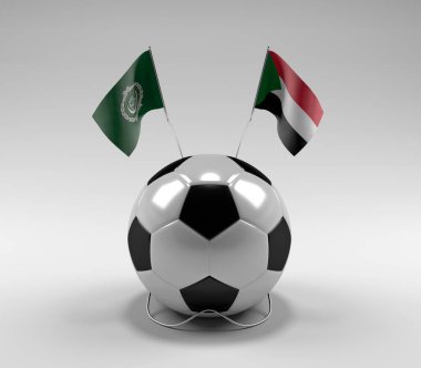 Arap Ligi - Sudan Futbol Bayrakları, Beyaz Arkaplan - 3D Render