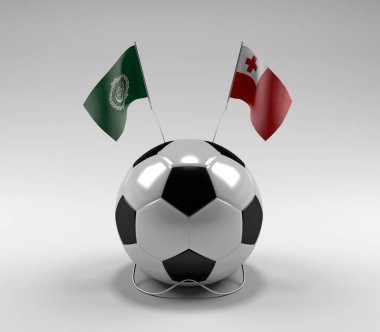 Arap Ligi - Tonga Futbol Bayrakları, Beyaz Arkaplan - 3D Render
