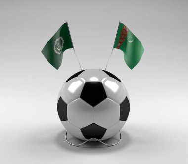 Arap Ligi - Türkmenistan Futbol Bayrakları, Beyaz Arkaplan - 3D Render