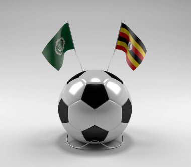 Arap Ligi - Uganda Futbol Bayrakları, Beyaz Arkaplan - 3D Render