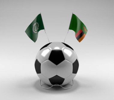Arap Ligi - Zambiya Futbol Bayrakları, Beyaz Arkaplan - 3D Render