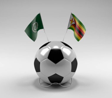 Arap Ligi - Zimbabve Futbol Bayrakları, Beyaz Arkaplan - 3D Render