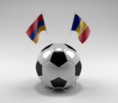 Ermenistan - Andorra Futbol Bayrakları, Beyaz Arkaplan - 3D Render
