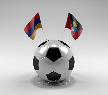 Ermenistan - Antigua ve Barbuda Futbol Bayrakları, Beyaz Arkaplan - 3D Render