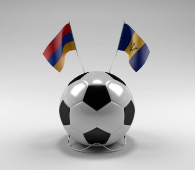 Ermenistan - Barbados Futbol Bayrakları, Beyaz Arkaplan - 3D Render