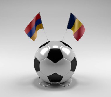 Ermenistan - Çad Futbol Bayrakları, Beyaz Arkaplan - 3D Render