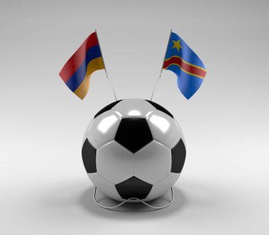 Ermenistan - Kongo Demokratik Cumhuriyeti Futbol Bayrakları, Beyaz Arkaplan - 3D Render