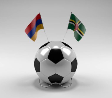 Ermenistan - Dominica Futbol Bayrakları, Beyaz Arkaplan - 3D Render