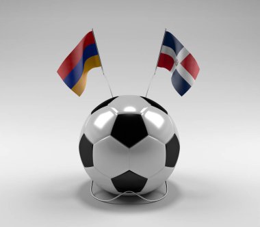 Ermenistan - Dominik Cumhuriyeti Futbol Bayrakları, Beyaz Arkaplan - 3D Render