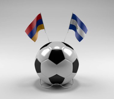 Ermenistan - El-Salvador Futbol Bayrakları, Beyaz Arkaplan - 3D Render