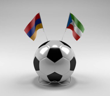 Ermenistan - Ekvator-Gine Futbol Bayrakları, Beyaz Arkaplan - 3D Render