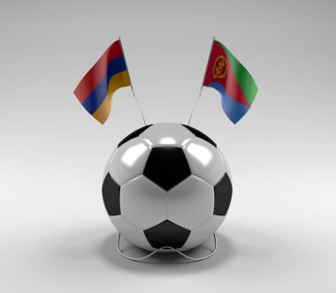 Ermenistan - Eritre Futbol Bayrakları, Beyaz Arkaplan - 3D Render