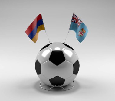 Ermenistan - Fiji Futbol Bayrakları, Beyaz Arkaplan - 3D Render