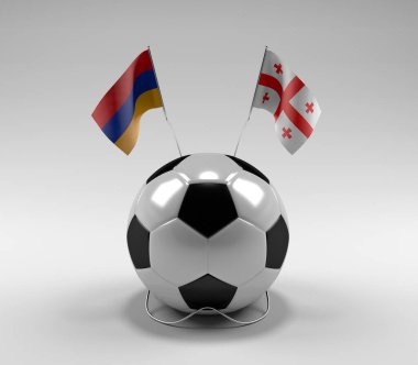 Ermenistan - Gürcistan Futbol Bayrakları, Beyaz Arkaplan - 3D Render