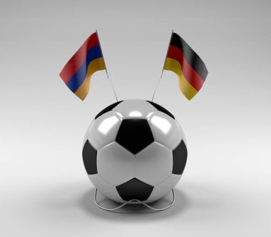 Ermenistan - Almanya Futbol Bayrakları, Beyaz Arkaplan - 3D Render