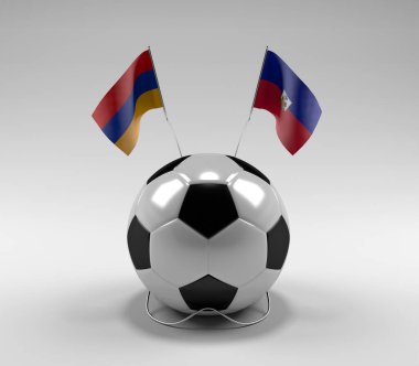 Ermenistan - Haiti Futbol Bayrakları, Beyaz Arkaplan - 3D Render