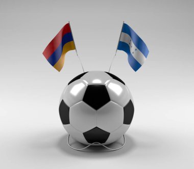 Ermenistan - Honduras Futbol Bayrakları, Beyaz Arkaplan - 3D Render