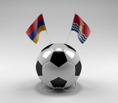 Ermenistan - Kiribati Futbol Bayrakları, Beyaz Arkaplan - 3D Render