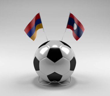 Ermenistan - Laos Futbol Bayrakları, Beyaz Arkaplan - 3D Render