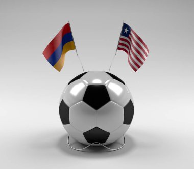 Ermenistan - Liberya Futbol Bayrakları, Beyaz Arkaplan - 3D Render