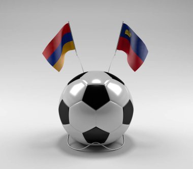 Ermenistan - Lihtenştayn Futbol Bayrakları, Beyaz Arkaplan - 3D Render
