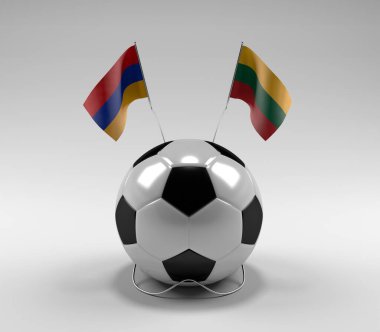 Ermenistan - Litvanya Futbol Bayrakları, Beyaz Arkaplan - 3D Render