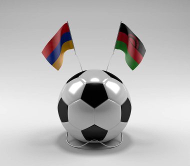 Ermenistan - Malawi Futbol Bayrakları, Beyaz Arkaplan - 3D Render