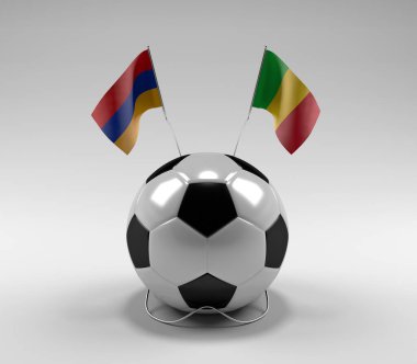 Ermenistan - Mali Futbol Bayrakları, Beyaz Arkaplan - 3D Render