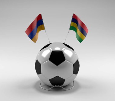 Ermenistan - Mauritius Futbol Bayrakları, Beyaz Arkaplan - 3D Render