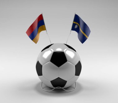 Ermenistan - Nauru Futbol Bayrakları, Beyaz Arkaplan - 3D Render
