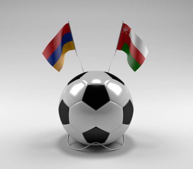Ermenistan - Umman Futbol Bayrakları, Beyaz Arkaplan - 3D Render