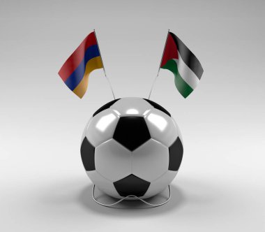 Ermenistan - Filistin Futbol Bayrakları, Beyaz Arkaplan - 3D Render