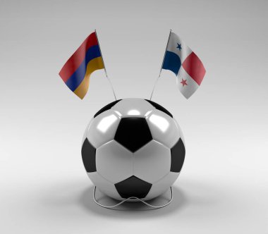Ermenistan - Panama Futbol Bayrakları, Beyaz Arkaplan - 3D Render