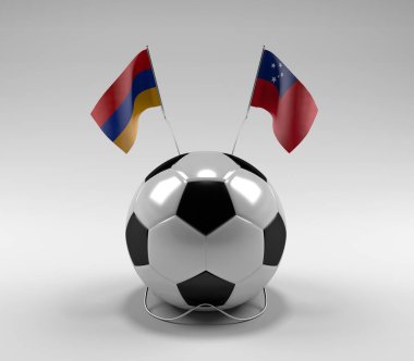 Ermenistan - Samoa Futbol Bayrakları, Beyaz Arkaplan - 3D Render