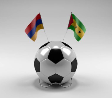 Ermenistan - Sao-Tome-Principe Futbol Bayrakları, Beyaz Arkaplan - 3D Render