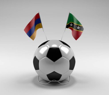 Ermenistan - Saint-Kitts-and-Nevis Futbol Bayrakları, Beyaz Arkaplan - 3D Render