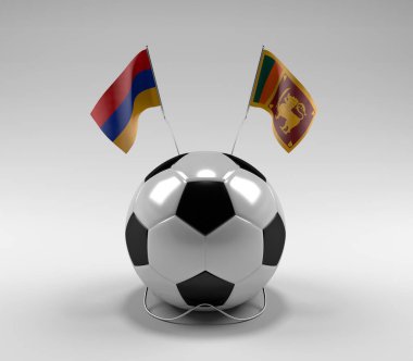 Ermenistan - Sri-Lanka Futbol Bayrakları, Beyaz Arkaplan - 3D Render