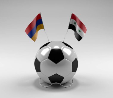Ermenistan - Suriye Futbol Bayrakları, Beyaz Arkaplan - 3D Render