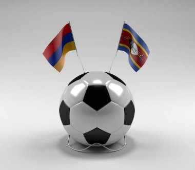 Ermenistan - Svaziland Futbol Bayrakları, Beyaz Arkaplan - 3D Render