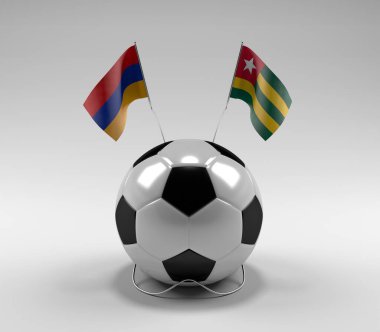 Ermenistan - Togo Futbol Bayrakları, Beyaz Arkaplan - 3D Render