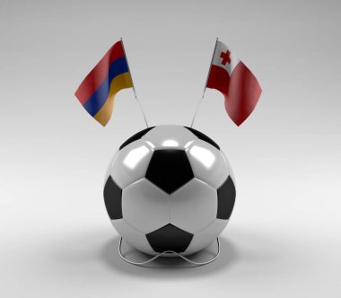 Ermenistan - Tonga Futbol Bayrakları, Beyaz Arkaplan - 3D Render