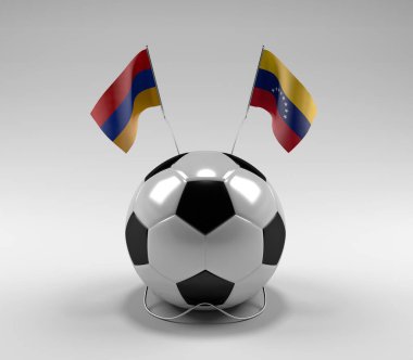 Ermenistan - Venezuela Futbol Bayrakları, Beyaz Arkaplan - 3D Render