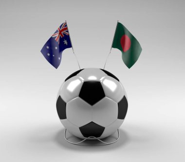Avusturalya - Bangladeş Futbol Bayrakları, Beyaz Arkaplan - 3D Render