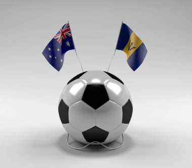 Avusturalya - Barbados Futbol Bayrakları, Beyaz Arkaplan - 3D Render